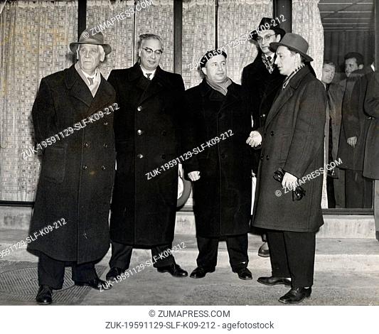 Nov 29, 1959 - Paris, France - Professor ANATOLI BLAGONRAVOV, LEONID SEDOV, KRASSOVSKI, GALKIN, and KOSTROMAROV, members of the Moscow Academy of Science