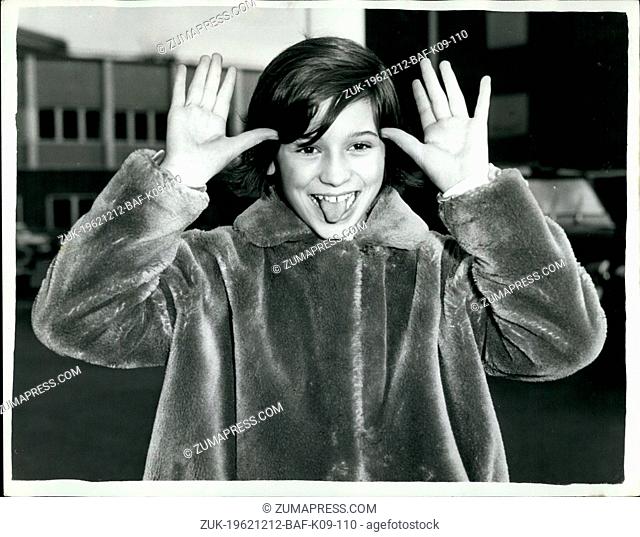 Dec. 12, 1962 - Twelve Year Old Screen Star - From France: Among the arrivals at London Airport this morning - was twelve year old Catherine Demengeot who stars...