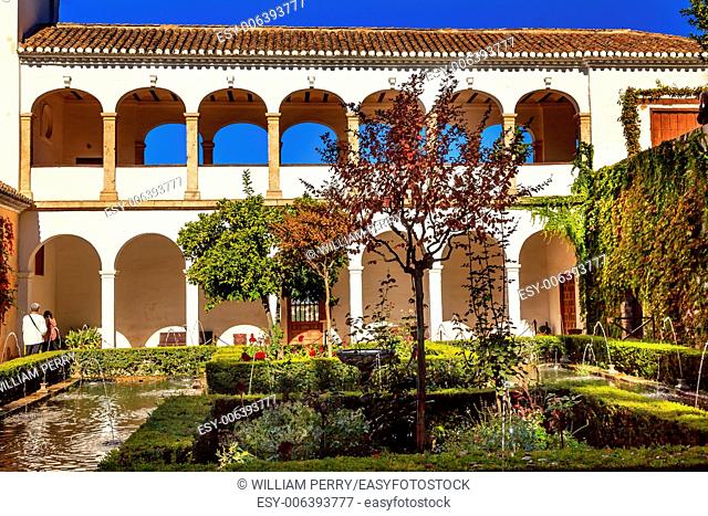 Generallife Alhambra White Palace Orange Tree Garden Granada Andalusia Spain