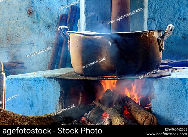 Kitchen with wood stove typical of the interior of Brazil in the poorest communities or that preserve the old traditions