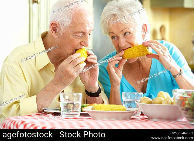 maize, lunch, older couple