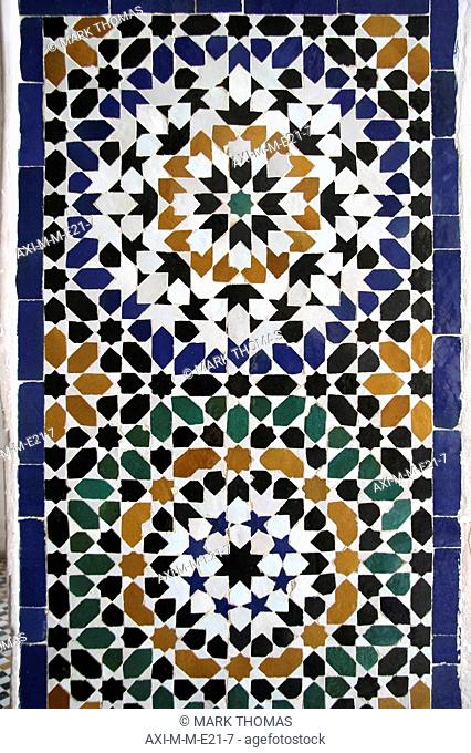 Close-up of mosaic of Bahia Palace, Marrakech Marrakesh, Morocco