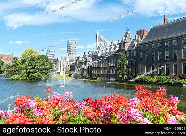 Netherlands, The Hague, Binnenhof, Hofvijer, flower decoration