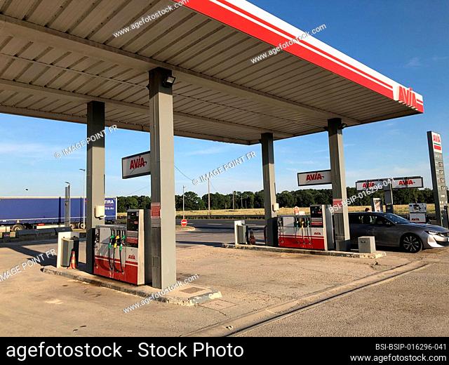 Gas station. Villers-Cotterêts, Hauts-de-France, France