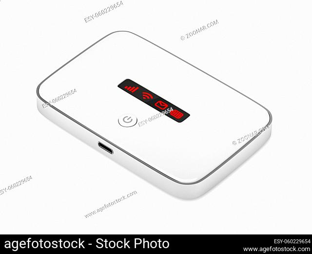 Mobile wifi router on white background