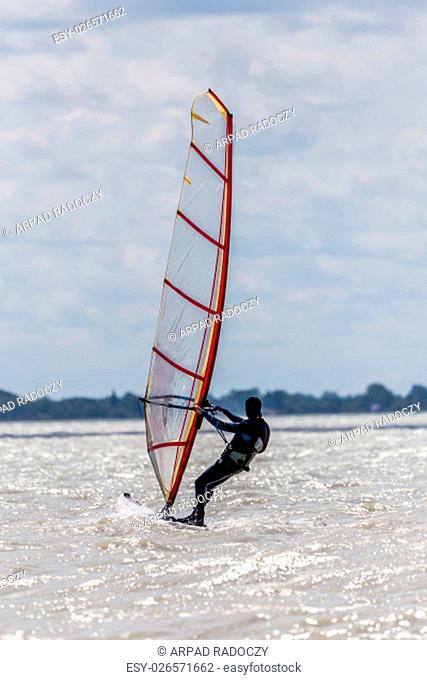 Surfer on the lake Balaton of Hungary