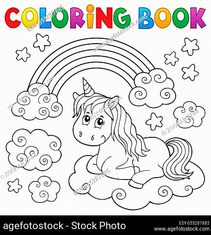Coloring book cute unicorn topic 1 - picture illustration