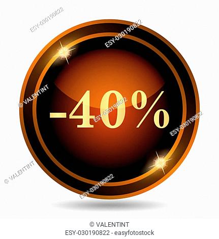 40 percent discount icon. Internet button on white background