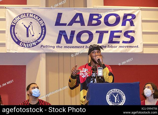 Chicago, Illinois - Chris Smalls, president of the Amazon Labor Union, speaks during the 2022 Labor Notes conference. Four thousand rank and file labor union...