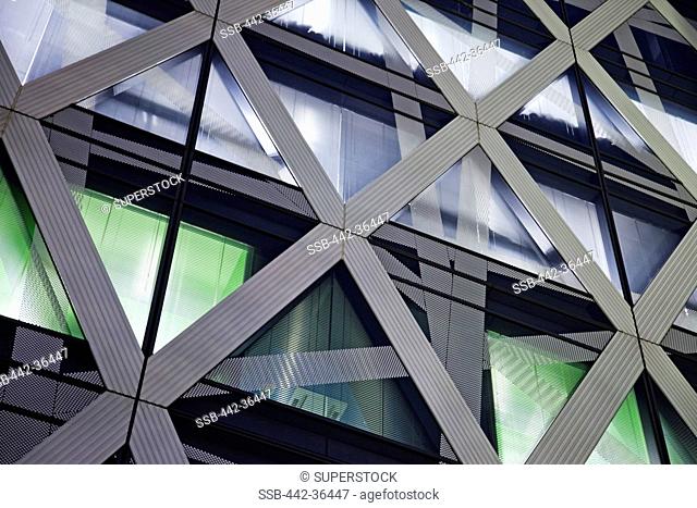 Architectural detail of a building, Mode Gakuen Cocoon Tower, Shinjuku Ward, Tokyo, Japan