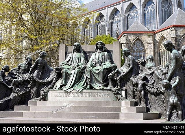 Hubert and Jan Van Eyck Monument, Ghent, East Flanders, Flanders, Belgium