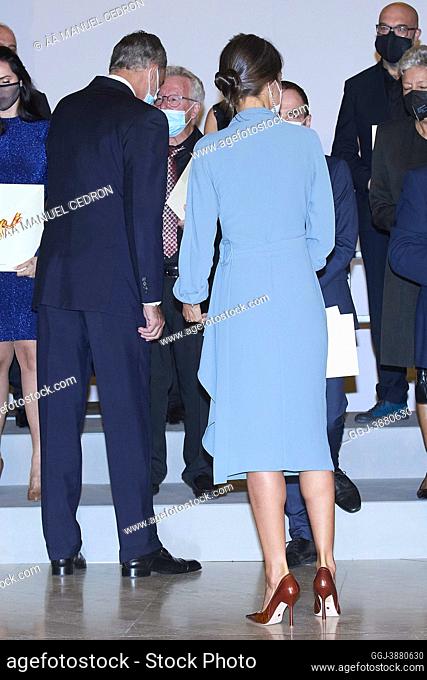 King Felipe VI of Spain, Queen Letizia of Spain attends Delivery of the National Culture Awards 2018 and 2019 at Prado Museum on September 28, 2021 in Madrid