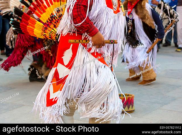 Native American dancers show their traditional dances of San Salvador