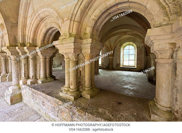 Interior of the historic abbey of Fontenay, Burgundy, France, Europe