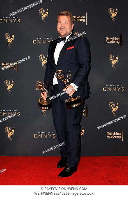 2017 Creative Arts Emmy Awards - Day 1 - Press Room Featuring: James Corden Where: Los Angeles, California, United States When: 09 Sep 2017 Credit:...