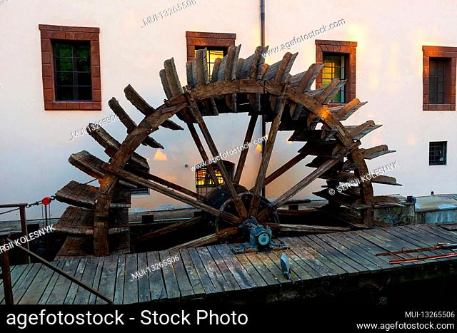 Wooden watermill on channel Certovka in Prague