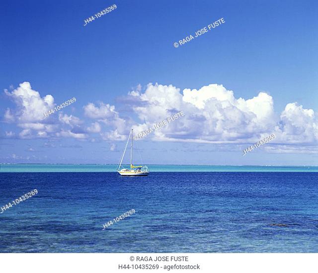 10435269, Bora Bora islands, isles, Pacific, spare time, lagoon, sail boats, at anchor, clouds, weather
