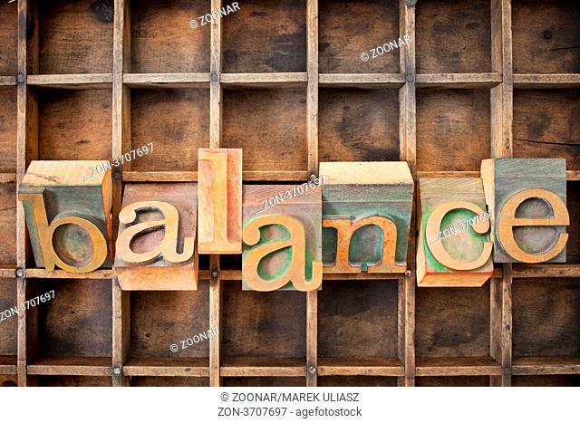 balance word in wood type