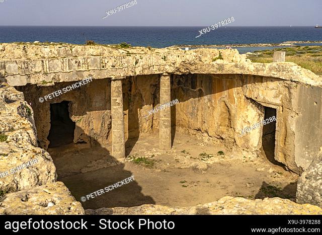 underground tombs of the ancient necropolis Tombs of the Kings, Paphos, Cyprus, Europe