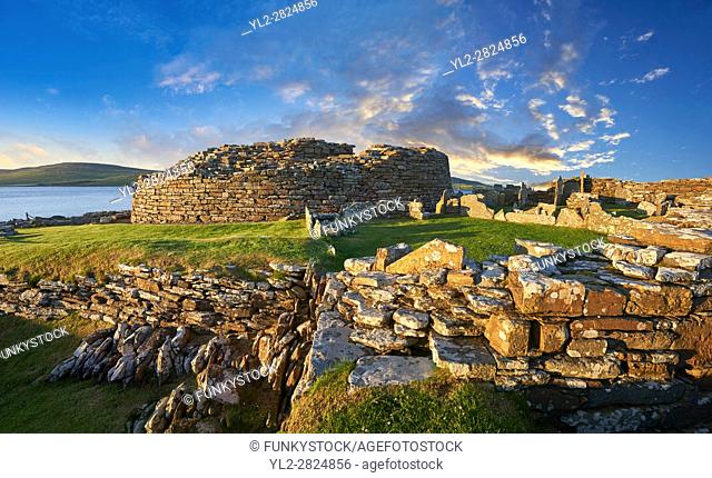 The Broch of Gurness is a rare example of a well preserved brooch village. Dating from 500 to 200BC the central round tower probably reached 10 meters