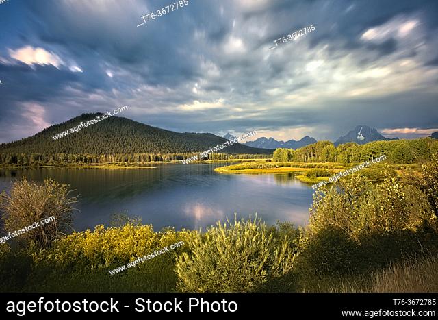 Mount Moran and the Oxbow Bend of the Snake River, Grand Teton National Park, Wyoming, USA