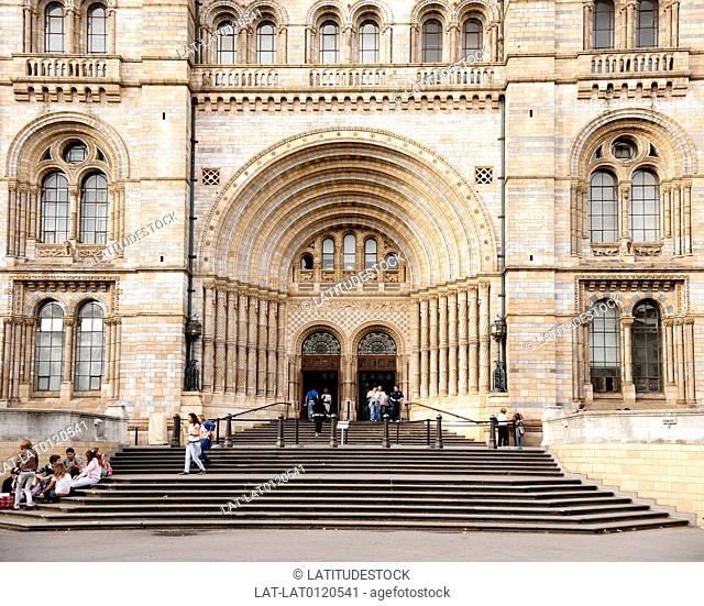 The Natural History Museum has an ornate terracotta facade by Gibbs and Canning typical of high Victorian architecture, although the main building was designed...