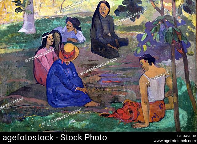 Les Potins, the Gossip, 1891, painting by Paul Gauguin, Hermitage museum, St Petersburg Russia, Europe
