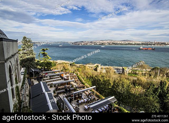 Bosporus Strait. View from terrace of the Topkapi Palace complex. Istanbul, Türkiye (Republic of Türkiye)
