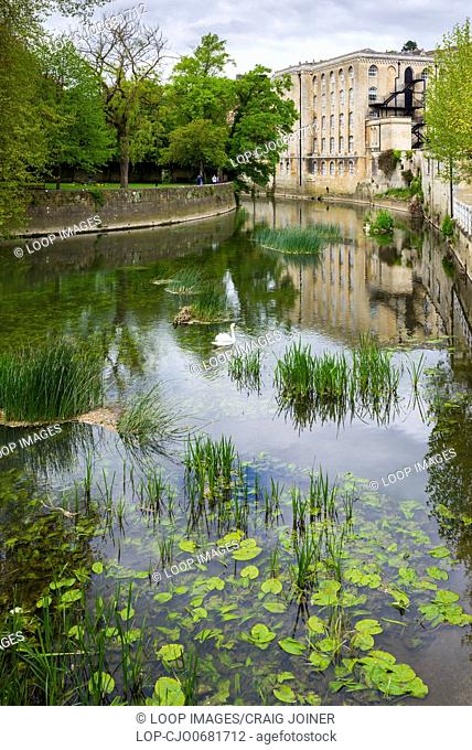 The River Avon and Abbey Mill in Bradford on Avon in Wiltshire