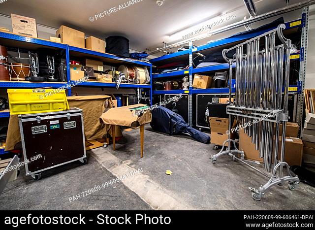 09 June 2022, Bremen: The instrument room next to the concert hall of the Bremen Philharmonic Orchestra in the Tabakquartier