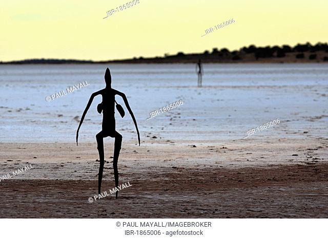 Art Sculptures by Antony Gormley, Inside Australia Exhibition, on Lake Ballard, Western Australia, Australia