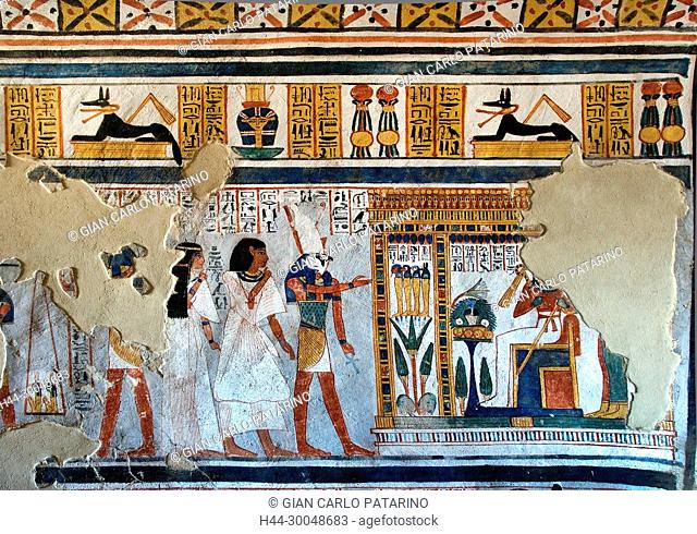 Luxor, Egypt: paintings from the Tomb of Roy (TT55) XVIII° dyn., from Nobles Tombs in the area of Dra Abu el-Naga