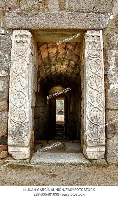 Cistern Entrance of Alcazaba muslim fortification of Merida, Spain
