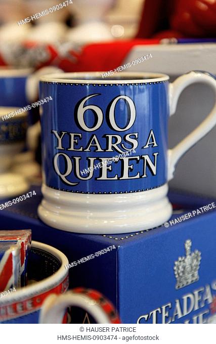 United Kingdom, London, Emma Bridgewater shop, muggs dedicated to the jubilee of Queen