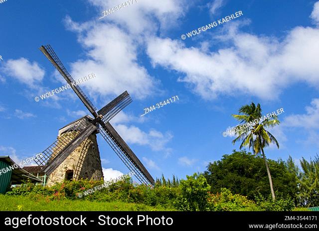 The Morgan Lewis Sugar Mill in the interior of Barbados, an island in the Caribbean