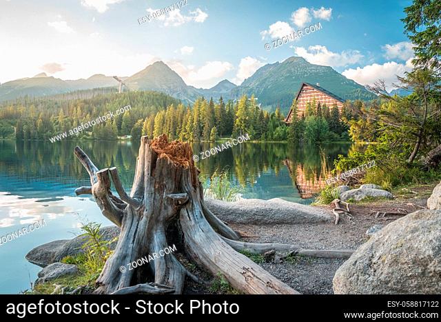Mountain lake in National Park High Tatra. Strbske pleso, Slovakia, Europe. Beauty world