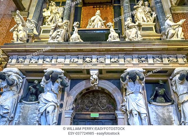Santa Maria Gloriosa de Frari Church Monument to Doge Giovanni Pesaro, Venetian ruler, San Polo Venice Italy. Church completed mid 1400s. Tomb