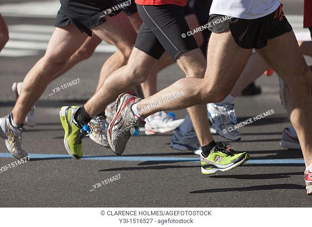 NEW YORK - NOVEMBER 7: The legs and feet of runners during the 2010 New York City Marathon
