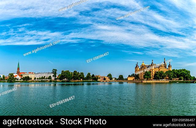 A panorama view of the city of Schwerin in Mecklenburg-Vorpommern