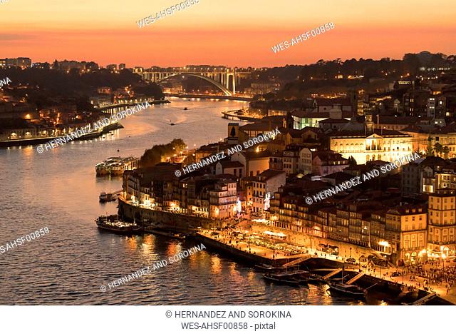 Panoramic view of Porto at sunset, Portugal