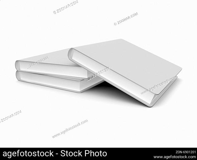 Three realistic blank book cover template, isolated on white background