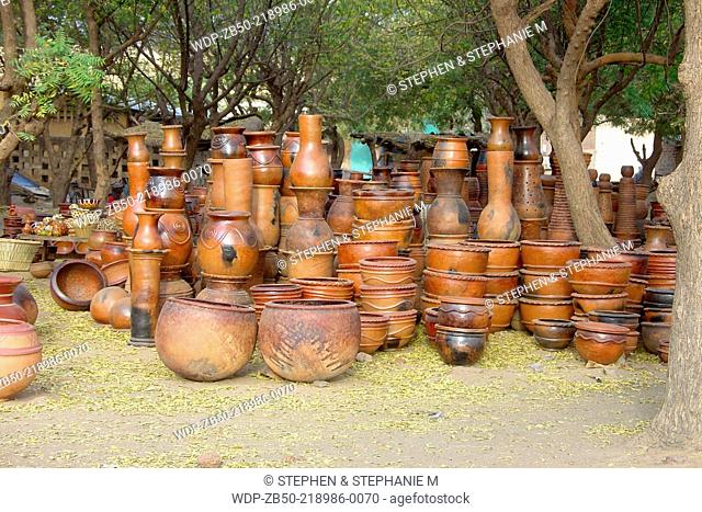 Local pottery in the market at Segou, Mali