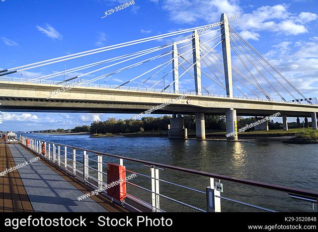 Ewijk-bridge - a suspension bridge over the Waal River, Ewijk, Gelderland, Netherlands