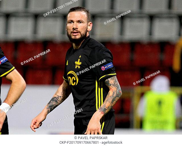 Petru Racu of Tiraspol in action during the UEFA Football Europa League 1st round group F match: FC Fastav Zlin vs FC Sheriff Tiraspol in Olomouc