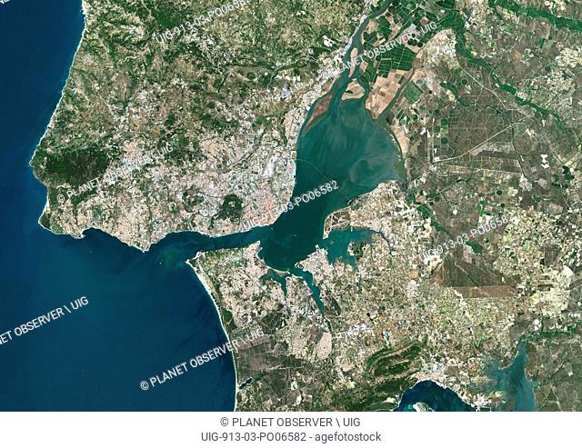 Colour satellite image of Lisbon, Portugal. Image taken on July 9, 2014 with Landsat 8 data
