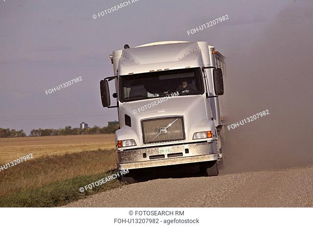 township, truck, dust, up, throwing, grain