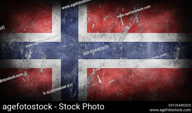 Flag of Norway with grunge texture background 3D illustration