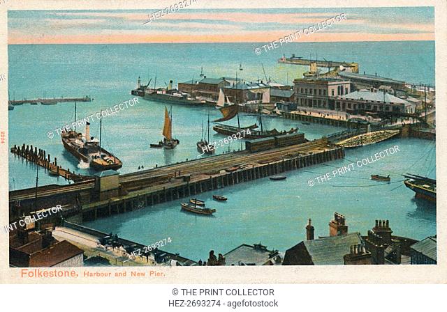 'Folkestone. Harbour and New Pier', late 19th-early 20th century. Artist: Unknown