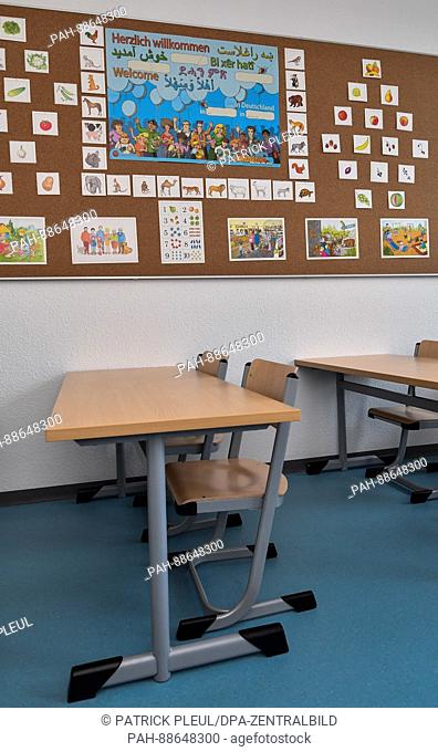 View of a class room at the home for asylum applicants in Frankfurt/Oder, Germany, 24 February 2017. The rennovation of the former building of the state...