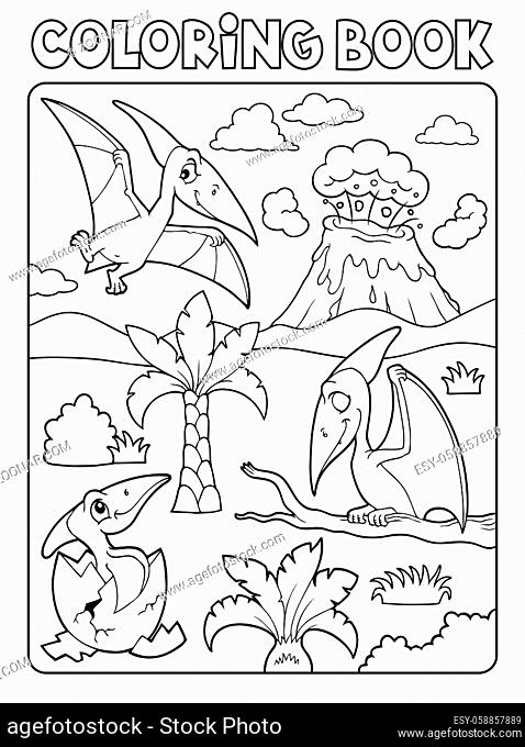 Coloring book pterodactyls theme image 1 - picture illustration